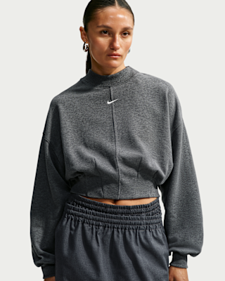 Женские Nike Studio Fleece Lightweight Oversized Cropped Pleated Crew