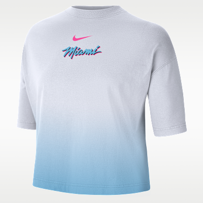 Playera de corte cuadrado Nike NBA para mujer Miami Heat Courtside City Edition Premium