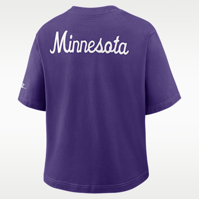 Playera Nike de la NFL para mujer Minnesota Vikings Rewind Pocket Boxy