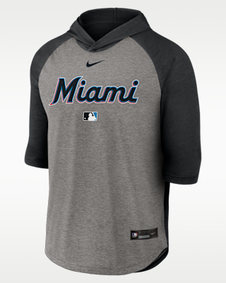 Мужская футболка Miami Marlins Authentic Collection Flux Nike Dri-FIT MLB 3/4-Sleeve Hooded