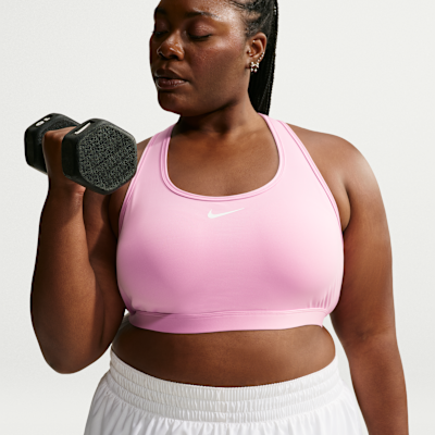 Nike Swoosh Orta Destekli Pedli Kadın Spor Sütyeni (Büyük Beden)