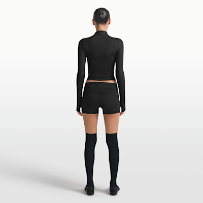 NikeSKIMS 매트 여성 하프집 모크넥 긴팔 탑