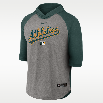 Athletics Authentic Collection Flux Men's Nike Dri-FIT MLB 3/4-Sleeve Hooded T-Shirt