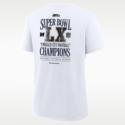 Playera Nike de la NFL para mujer Seattle Seahawks Super Bowl LX Champions Long Ball