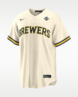 Мужские джерси Brice Turang Milwaukee Brewers 2026 World Series Participant Nike MLB Replica Jersey
