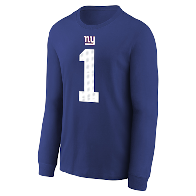 Playera de manga larga de la NFL para niños talla grande de Malik Nabers de los New York Giants