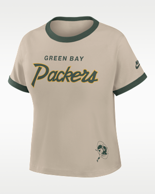 Женская футболка Green Bay Packers Rewind Ringer Mod Nike NFL Cropped