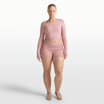 Playera de manga larga con hombros descubiertos para mujer NikeSKIMS Stretch Knit