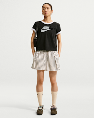 Женские шорты Nike Sportswear Chill Poplin Loose Mid-Rise Stripe Shorts