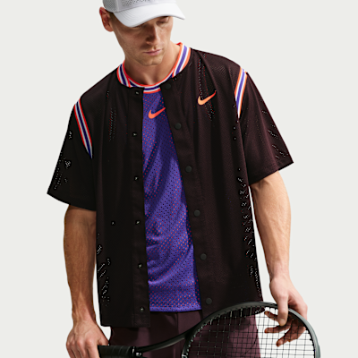 NikeCourt Slam Dri-FIT Düğmeli Erkek Tenis Üstü görsel 3