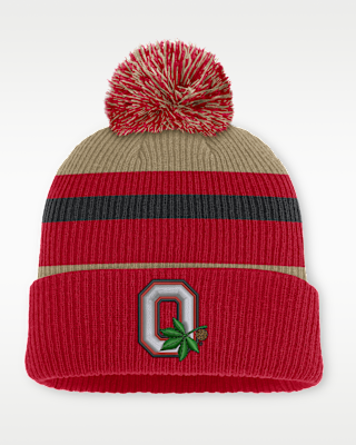 Женские Ohio State Legacy Striped Nike College Cuffed Pom Beanie