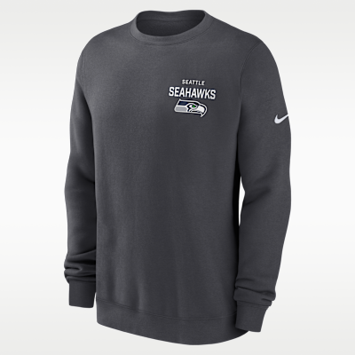 Sudadera de cuello redondo sin cierre Nike de la NFL para hombre Seattle Seahawks Draw Block Club