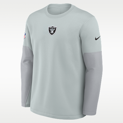 Playera de manga larga Nike Therma-FIT de la NFL para hombre Las Vegas Raiders Scripted To Win Sideline Coach