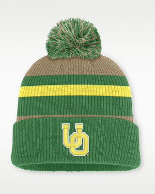Женские Oregon Legacy Striped Nike College Cuffed Pom Beanie