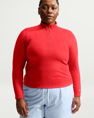 Женские тайтсы Nike Sportswear Chill Knit Tight Quarter-Zip Long-Sleeve Ribbed Top (Plus Size)