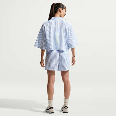 Nike Sportswear Chill Poplin Bol Kesimli Normal Belli Kadın Stripe Şort görsel 5