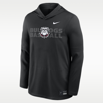 Playera de manga larga universitaria Nike Dri-FIT con gorro para hombre Georgia Dugout