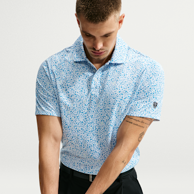 Nike Par Dri-FIT Microprint Birds Erkek Golf Polo Üstü