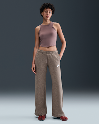Женские Nike Sportswear Club Fleece Mid-Rise Wide-Leg Sweatpants