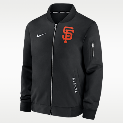 Chamarra bomber Nike de la MLB de cierre completo para hombre San Francisco Giants Authentic Collection Dugout