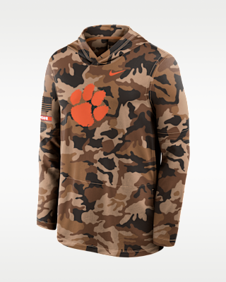 Мужские  Clemson 2026 Military Appreciation Nike Dri-FIT College Long-Sleeve Hooded Top