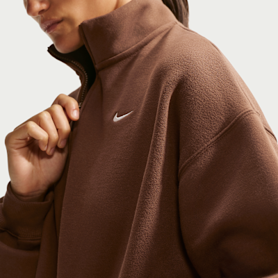 Nike Studio Fleece Orta Kalınlıkta Oversize Çeyrek Fermuarlı Crop Kadın Üstü görsel 3