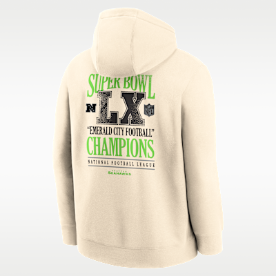 Sudadera con gorro sin cierre Nike de la NFL para hombre Seattle Seahawks Super Bowl LX Champions Long Ball Club