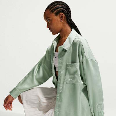 Nike Sportswear Oversize Saten Uzun Kollu Kadın Üstü görsel 3