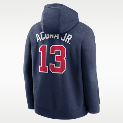 Sudadera con gorro sin cierre Nike de la MLB para hombre Ronald Acuña Jr. Atlanta Braves Club