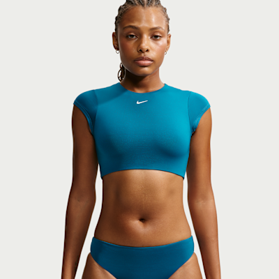 short sleeve plus size swim shirt with bra
