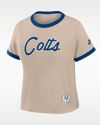 Женская футболка Indianapolis Colts Rewind Ringer Mod Nike NFL Cropped