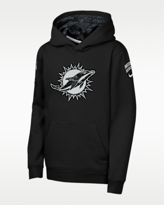 Детское худи Miami Dolphins Salute to Service Sideline Club Big Kids' Nike NFL Pullover Hoodie