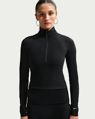 Женские тайтсы Nike Sportswear Chill Knit Tight Quarter-Zip Long-Sleeve Ribbed Top