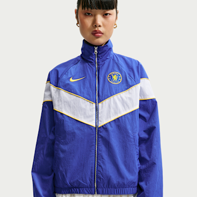 Nike Chelsea FC Windrunner Nike UV Dokuma Kadın Futbol Ceketi