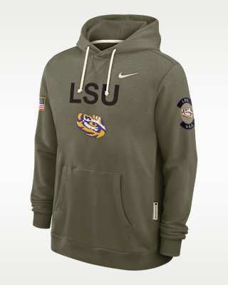 Мужское худи LSU 2025 Military Appreciation Nike Dri-FIT College Pullover Hoodie