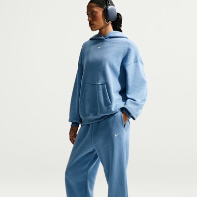 Nike Studio Fleece Orta Kalınlıkta Yüksek Belli Oversize Dar Paça Kadın Eşofman Altı görsel 4