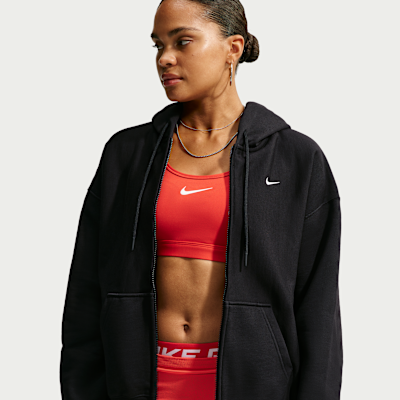 Nike Studio Kalın Fleece Oversize Tam Boy Fermuarlı Kadın Kapüşonlu Üstü görsel 3