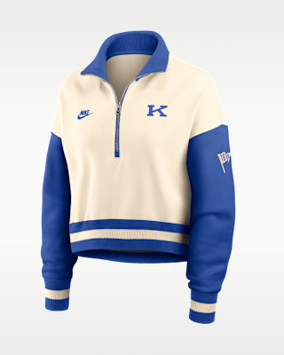Женские Kentucky Legacy Nike College Cropped Oversized 1/4-Zip Crew