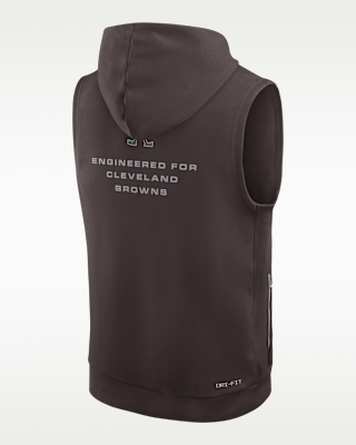 Мужское худи Cleveland Browns Sideline Nike Dri-FIT NFL Sleeveless Pullover Hoodie