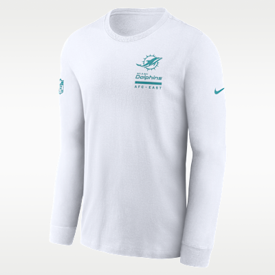 Playera de manga larga Nike Dri-FIT de la NFL para hombre Miami Dolphins Sideline Team Issue