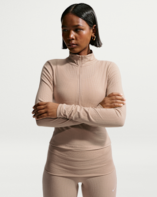 Nike Sportswear Chill Knit Women's Tight Quarter-Zip Long-Sleeve Ribbed Top