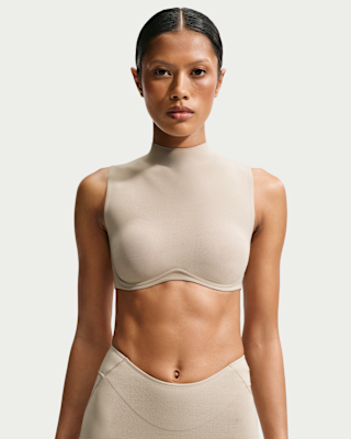 NikeSKIMS Studio Stretch Women's Medium-Support Mock Neck Sports Bra