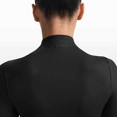 NikeSKIMS 매트 여성 하프집 모크넥 긴팔 탑