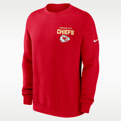 Sudadera de cuello redondo sin cierre Nike de la NFL para hombre Kansas City Chiefs Draw Block Club