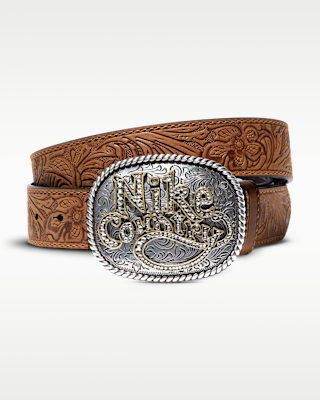 Мужские  Nike Country Rhinestone Plaque Buckle Embossed Leather Belt