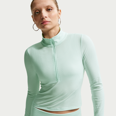 Nike Sportswear Chill Knit Sıkı Kesimli Çeyrek Fermuarlı Uzun Kollu Fitilli Kadın Üstü
