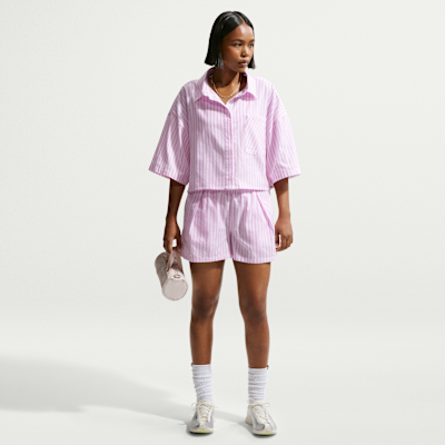 Nike Sportswear Chill Poplin Oversize Çizgili Kadın Üstü görsel 4
