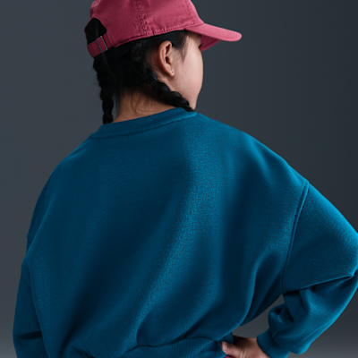 Sudadera de cuello redondo Dri-FIT de corte cuadrado para niña Nike Sportswear Club Fleece