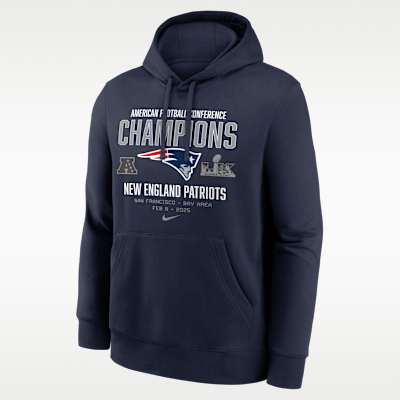 New England Patriots 2026 AFC Champions Team Nation Men's Nike NFL Pullover Hoodie
