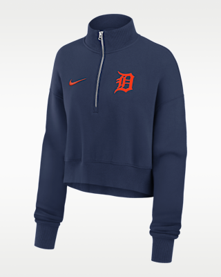 Женские  Detroit Tigers Phoenix Nike MLB Cropped 1/4-Zip Crew
